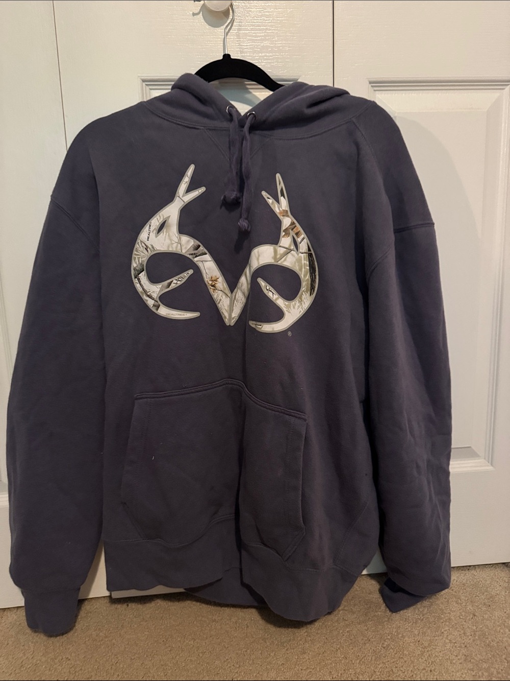 Realtree Purple Crewneck Hoodie with Camo Antler Logo